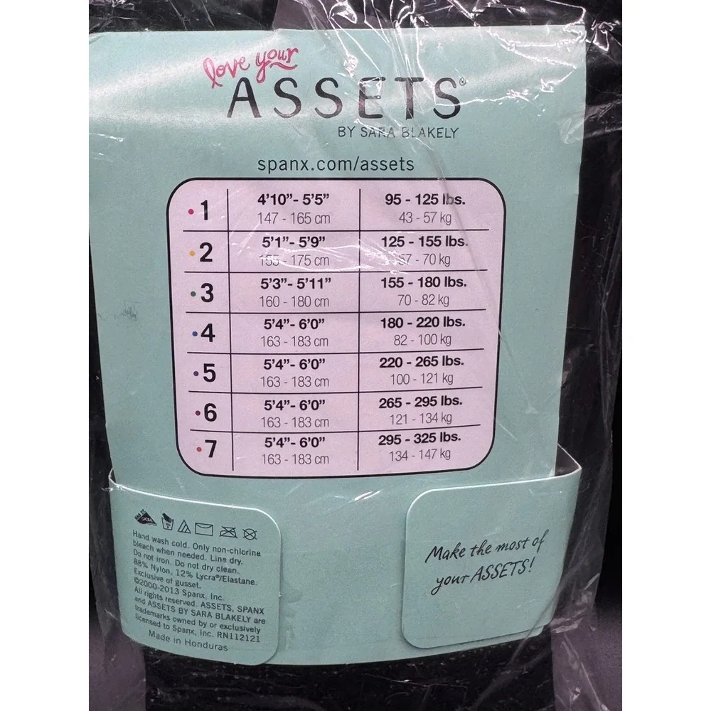 ASSETS by Sara Blakely Shaping Tights Black Wish Bone Textured Size 4 Spanx 2049